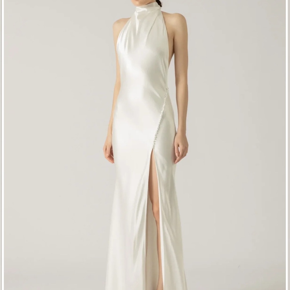 Sau Lee Penelope Backless Sating Gown/ Wedding dress 2/4 White Dress Small